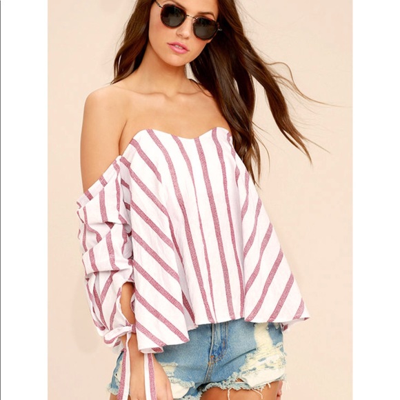 Do + Be Tops - Do+Be Off The Shoulder Stripe Top